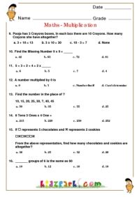 Choose the correct conjunctions given below Class 2 Maths Olympiad Multiplication Downloadable ...