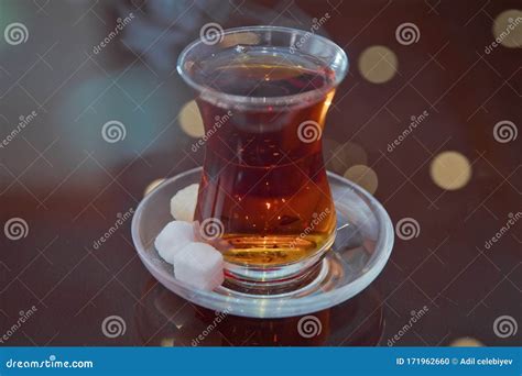 Tea In Azerbaijani Traditional Armudu Glass Azerbaijan Black Tea With