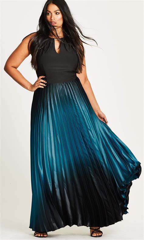 Womens Plus Size Pleated Ombre Maxi Dress — Coedition Maxi Dress Plus Size Maternity Dresses
