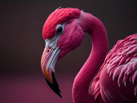 Premium Ai Image Pink Flamingo Close Up Portrait Ai Generative