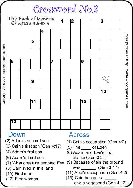 Bible Crossword For Kids Puzzles