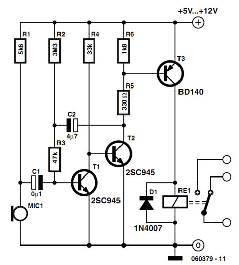 Simple Sound Activated Switch Electronic Circuits Diagram