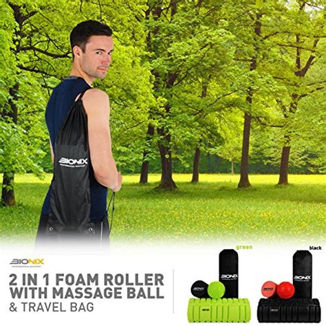 Bionix Foam Roller 2 In 1 Set Deep Tissue Muscle Massage Ball And Soft Tissue Roll With Carry