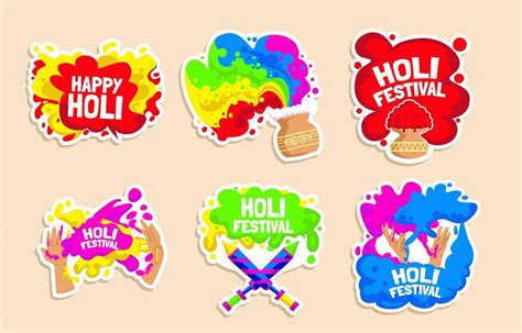 Colorful Holi Festival Sticker Set 2058770 Vector Art At Vecteezy