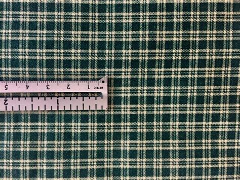 Bty Homespun Plaid Cotton Fabric Hunter Green And Ecru 3 Yards