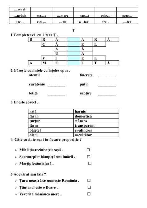 6654510 Fise Limba Romana Clasa I School Lessons Romanian Language