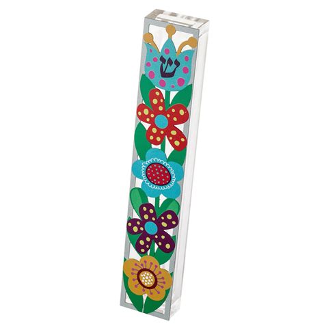 Dorit Judaica Acrylic Mezuzah Case With Colored Front Jewish And Israeli