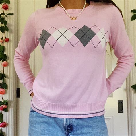 Light Pink Argyle Sweater Argyle Sweater Outfit Sweater Outfits Sweater Vests Sweaters New