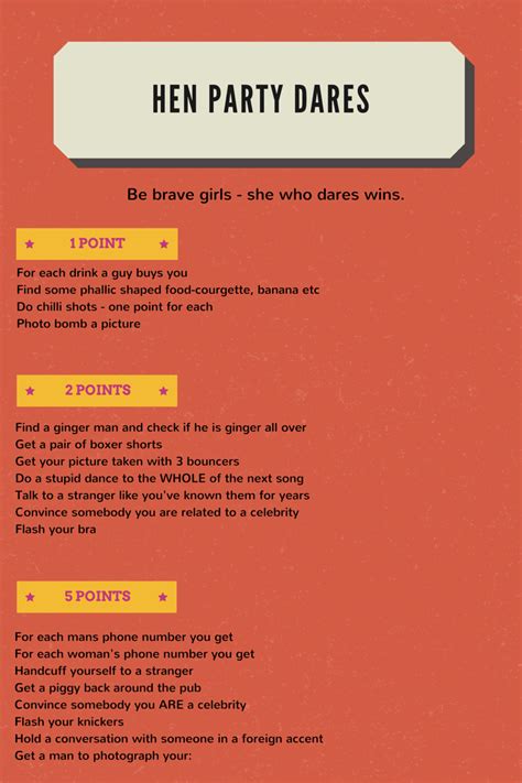 Hen Party Game Hen Party Dares Party Dares Hen Party Hen Party Games