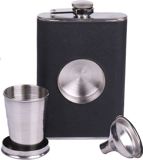 Shot Flask Stainless Steel Liquor Flask 8oz By Infinite Bliss With Built In Collapsible Shot