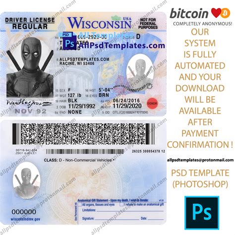 Wisconsin Driver License Template All Psd Templates