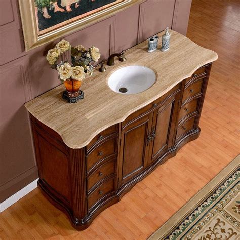 Guest bathrooms and master bathrooms can often benefit from the double cabinet as. Silkroad Exclusive 60-inch Travertine Stone Top Single ...