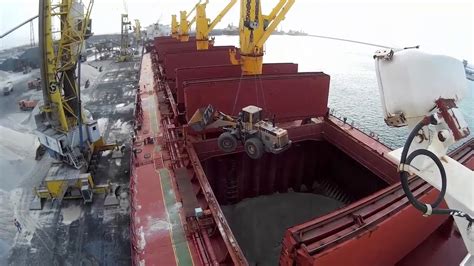 Truck Loading On Ship To Discharge Cargo Youtube