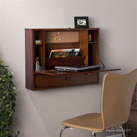 Black wall mounted floating computer desk and home office storage $ 154.78 $ 111.99. Wall Mount Laptop Desk - Brown Mahogany