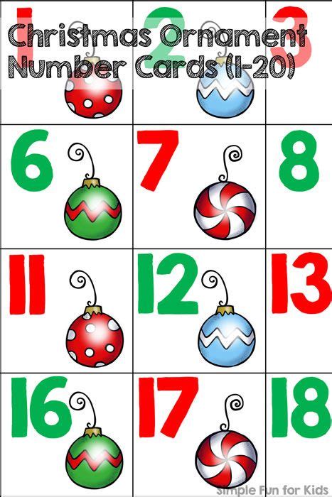 Christmas Countdown Day 6 Christmas Ornament Number Cards 1 20