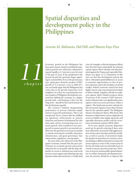 Pdf Spatial Disparities And Development Policy In The Philippines
