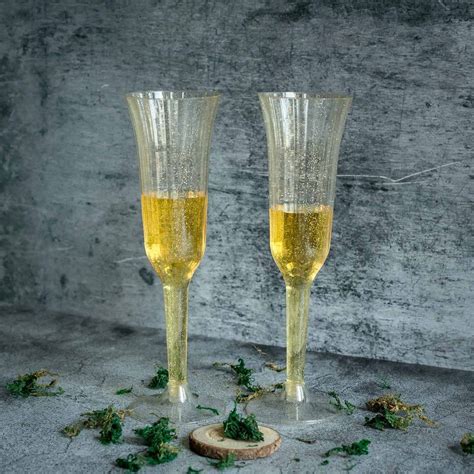balsacircle 12 clear gold plastic flutes 6 oz glittered champagne glasses wedding reception