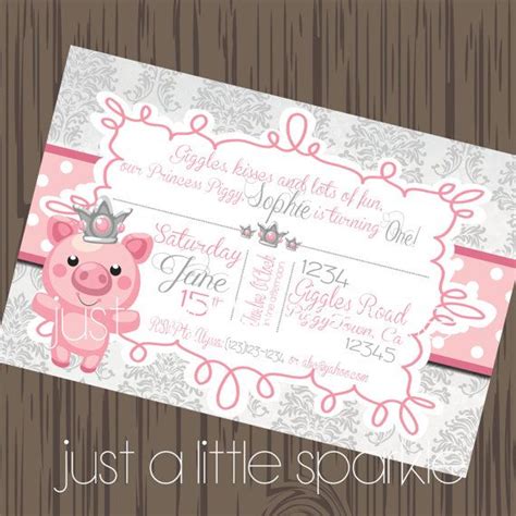 Pig Invitation Princess Piggy Invite Piggy Birthday Pig Etsy Pig