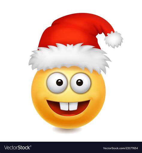 Cute Santa Claus Smile Emoji Icon Emoticon Vector Illustration