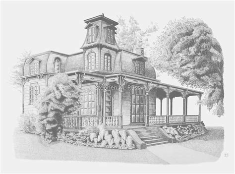 Drawing Victorian House Original Art By Stephen M Russ