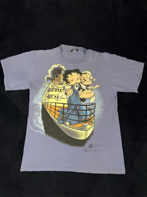 Rare Vintage 90s Betty Boop Popeye Titanic Parody Single Stitch T Shirt