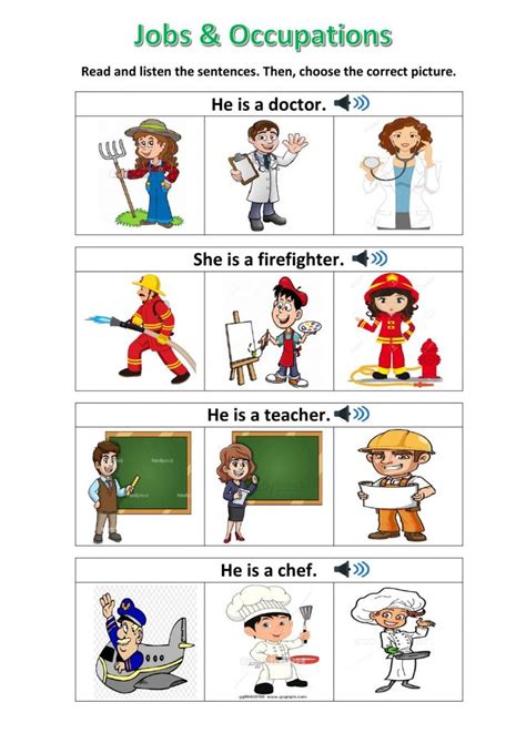 Jobs and occupations online worksheet for grade 1. you can do the exercises online or downlo