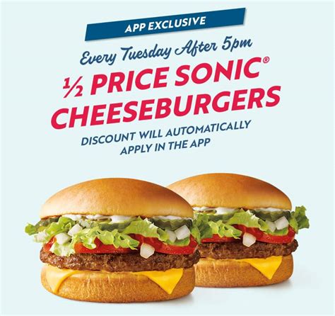Half Priced Cheeseburgers At Sonic Tuesdays After 5pm Todds Freebies