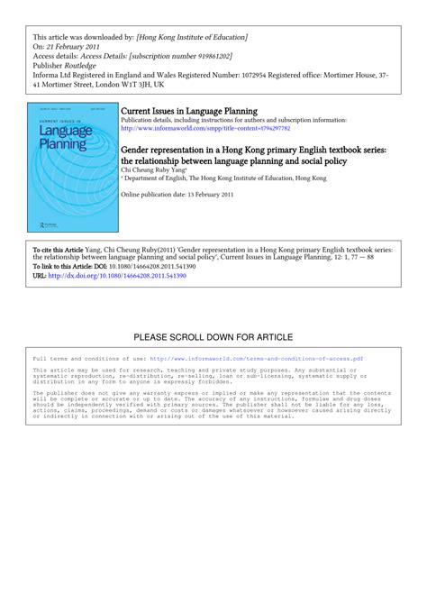 (PDF) Gender representation in a Hong Kong primary English ...