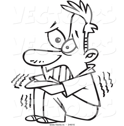 ✓ free for commercial use ✓ high quality images. Vector of a Cartoon Scared Man Shaking - Outlined Coloring ...