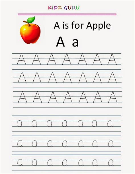 Kindergarten Worksheets Printable Tracing Worksheet  Alphabet A a