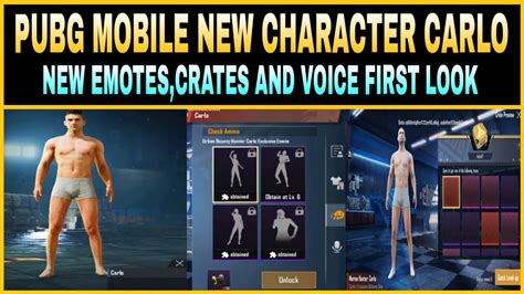 Pubg Mobile New Character Carlo First Look New Emotescrates And