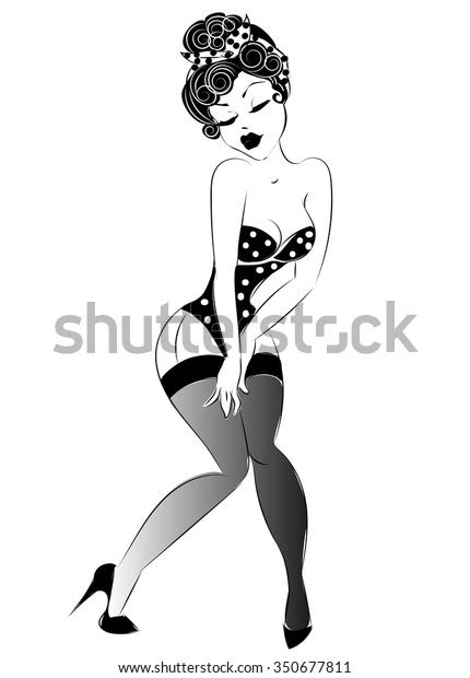 Sexy Pin Up Girl In Lingerie Vector Illustration Background