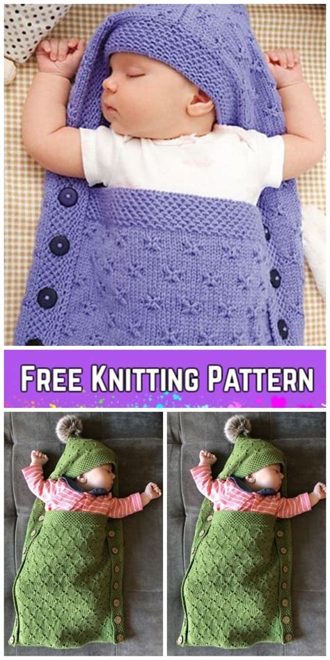 Knit Baby Hooded Sleeping Sack Blanket Free Knitting Pattern And Paid