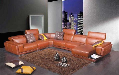 Modern Brown Leather Sectional Sofa He 996 Leather Sectionals