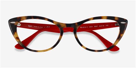 ray ban nina cat eye tortoise red frame glasses for women eyebuydirect canada