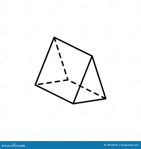 Geometric Shapes Triangular Prism Icon Simple Line Outline Vector 3d