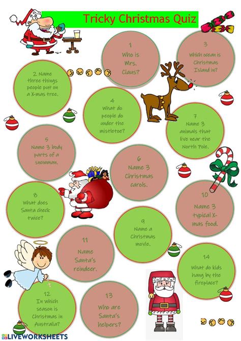 Tricky Christmas Quiz Worksheet Live Worksheets