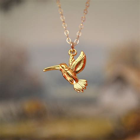 Gold Or Silver Hummingbird Necklace K Gold Bird Necklace Etsy