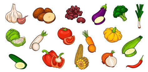 Vector Iconos De Verduras En Estilo De Dibujos Animados 4948402 Vector