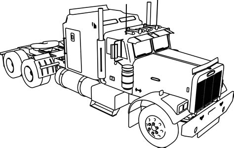 Long Trailer Truck Coloring Page