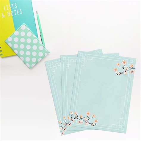Elegant 100 Stationery Writing Paper With Cute Floral Designs Etsy