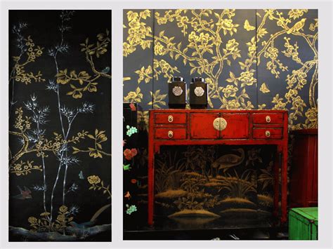 Handpainted Chinese Wallpaper Chinoiserie Wallpaper Silk