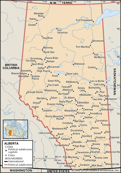 Alberta Map Cities Locator 