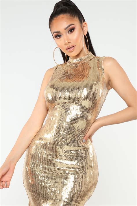 Disco Nights Sequin Dress Gold Fashion Nova Dresses Fashion Nova