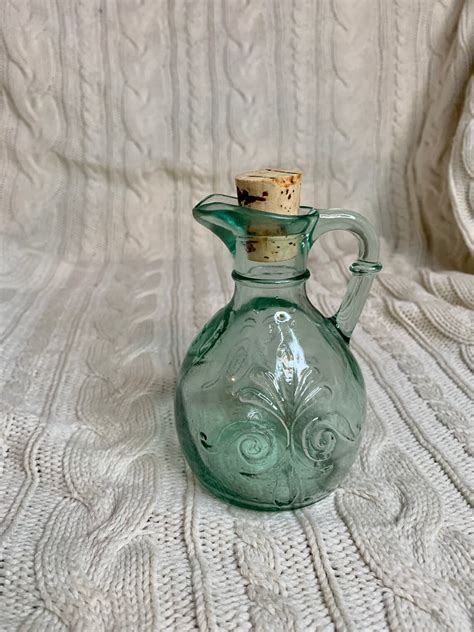 Glass Olive Oil Jar With Cork Lid Vintage Olive Oil Jar Etsy