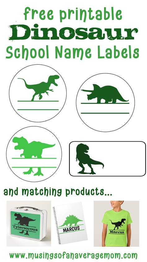 Musings Of An Average Mom Free Dinosaur School Name Labels