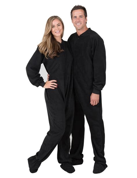 Footed Pajamas Footed Pajamas Midnite Black Adult Drop Seat Fleece