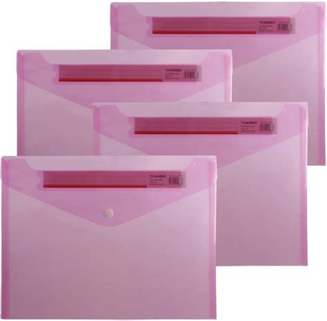 Tranbo Plastic A4 Transparent Envelope File Folder With