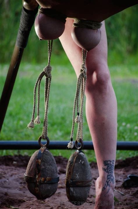 Bella Rossi Is Chain Bound Outdoors In The Mud Made To Suck Masters