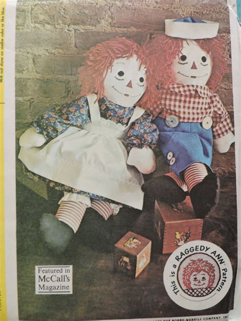 Raggedy Ann And Raggedy Andy Stuffed Dolls Bobbs Merrill Vintage 1970